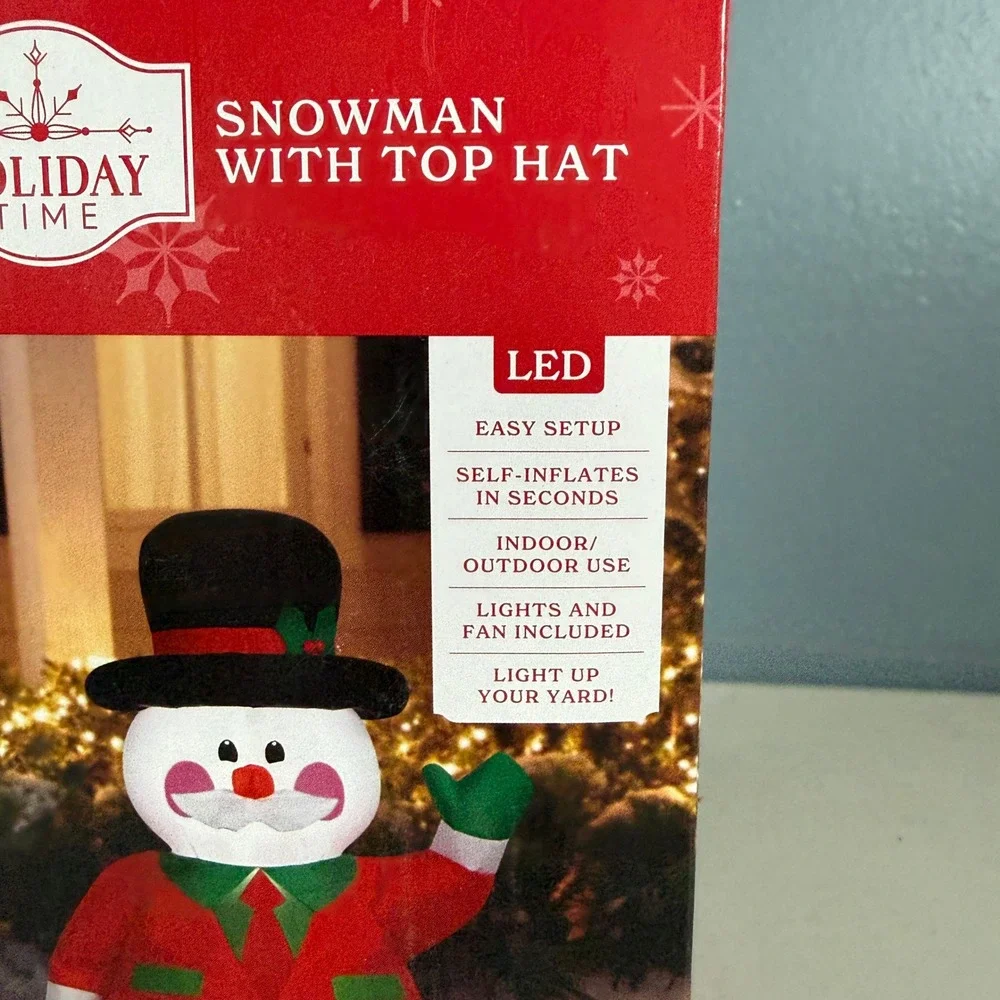 Holiday Time 4ft Snowman with Top Hat LED Inflatable Christmas Decor 866076